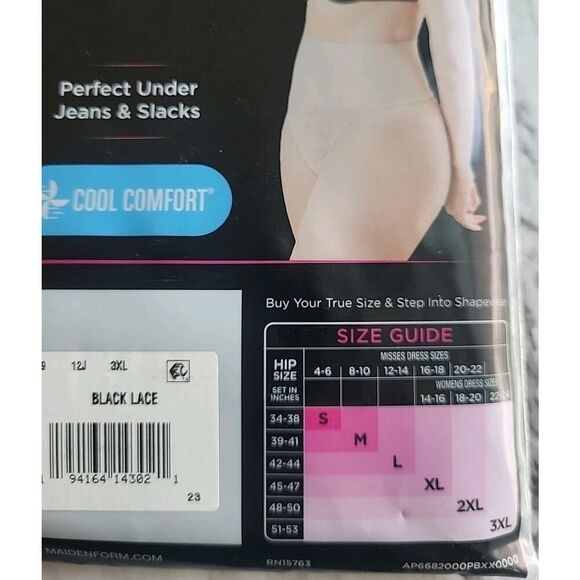 Maidenform Womens Shaping Thong Underware 3XL Black Waistband Cool Comfort - Picture 7 of 8